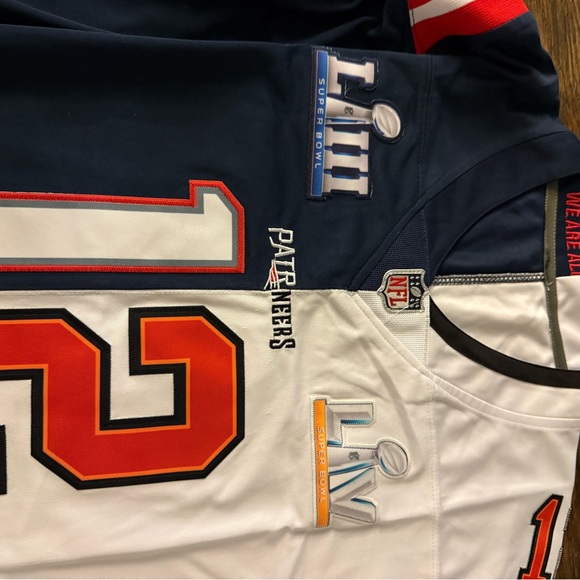 Tom Brady 12 Patriots/Buccaneers Split Jersey Super Bowl - Picture 9 of 9